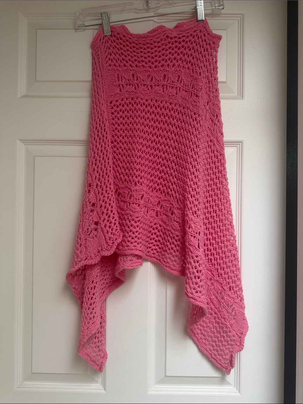 Pink Crochet Open-Weave Women's Sweater